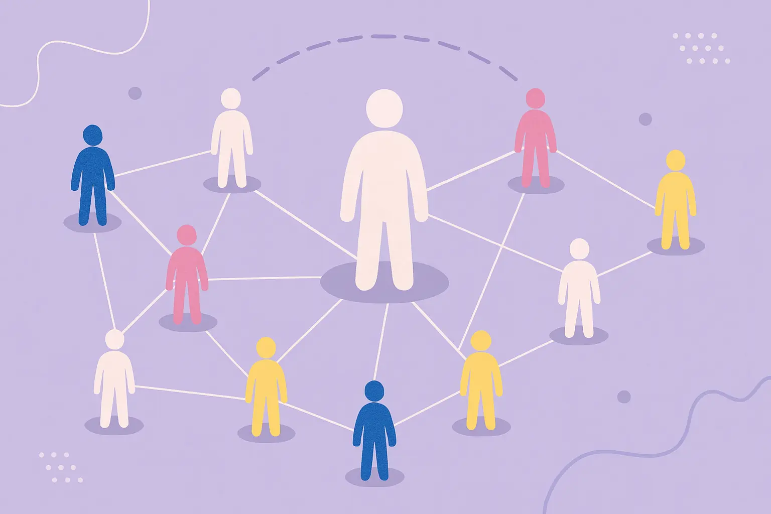 Reprezentare vizuală a conexiunilor umane – simbol pentru explorarea identității în cadrul programului terapeutic „Constelația EU”